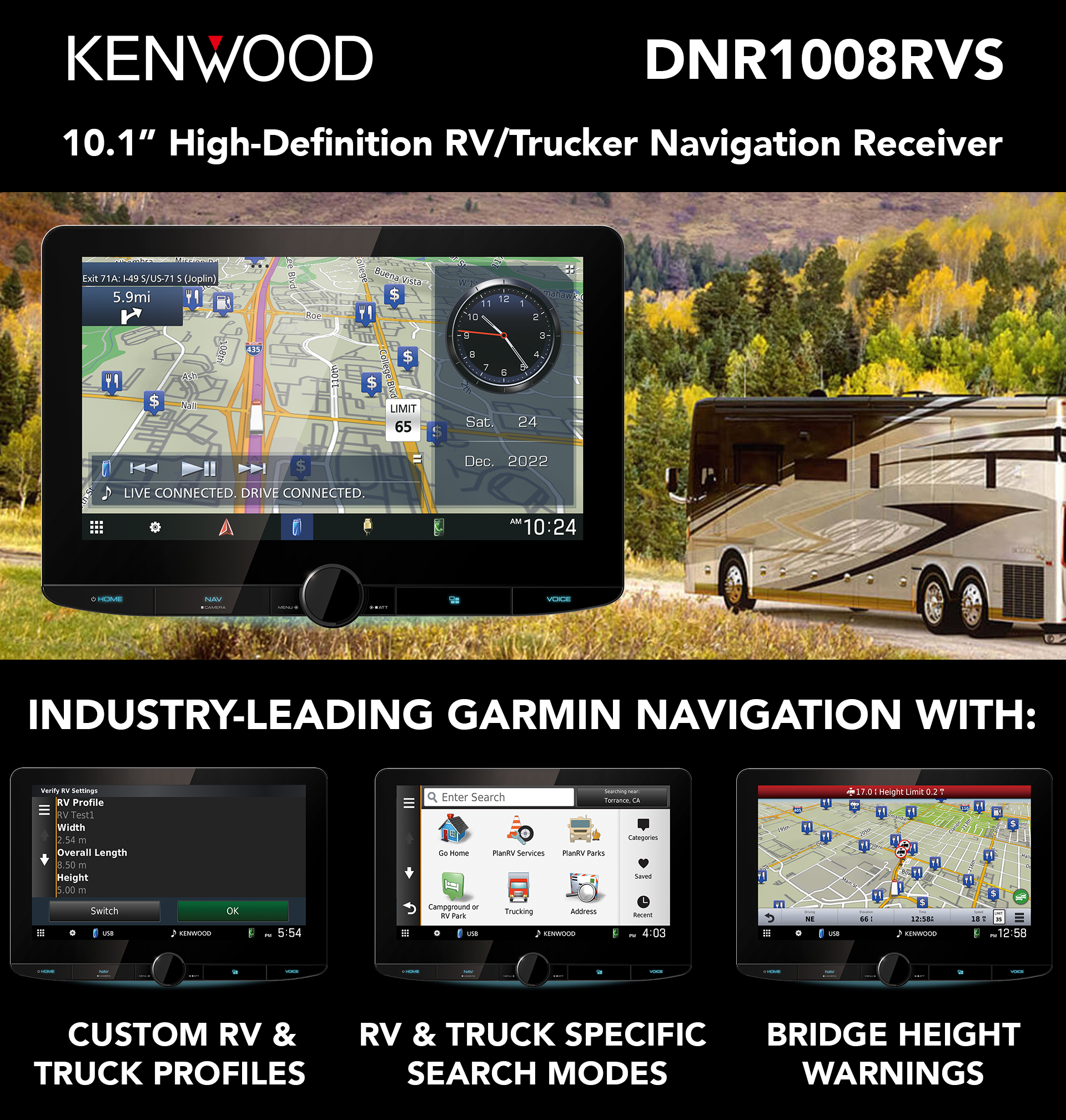 KENWOOD Releases its First-ever 10.1” High-Definition Floating Panel RV 